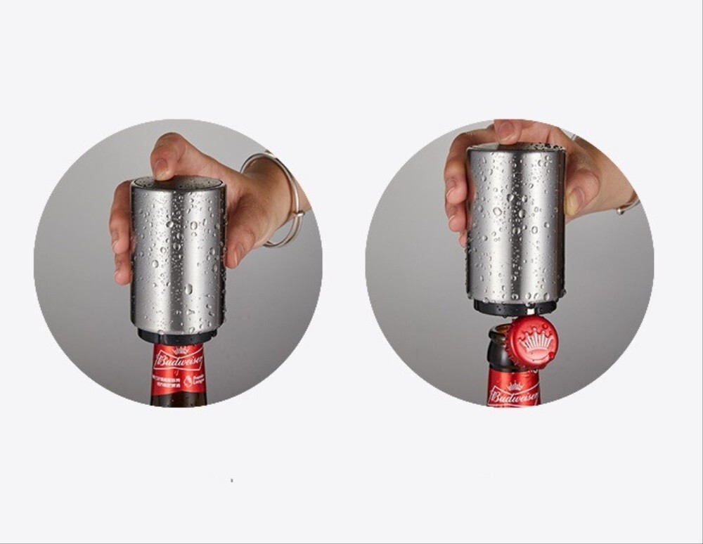 2-Pack Stainless Steel Automatic Beer Soda Bottle Opener - Easy Push Down Cap