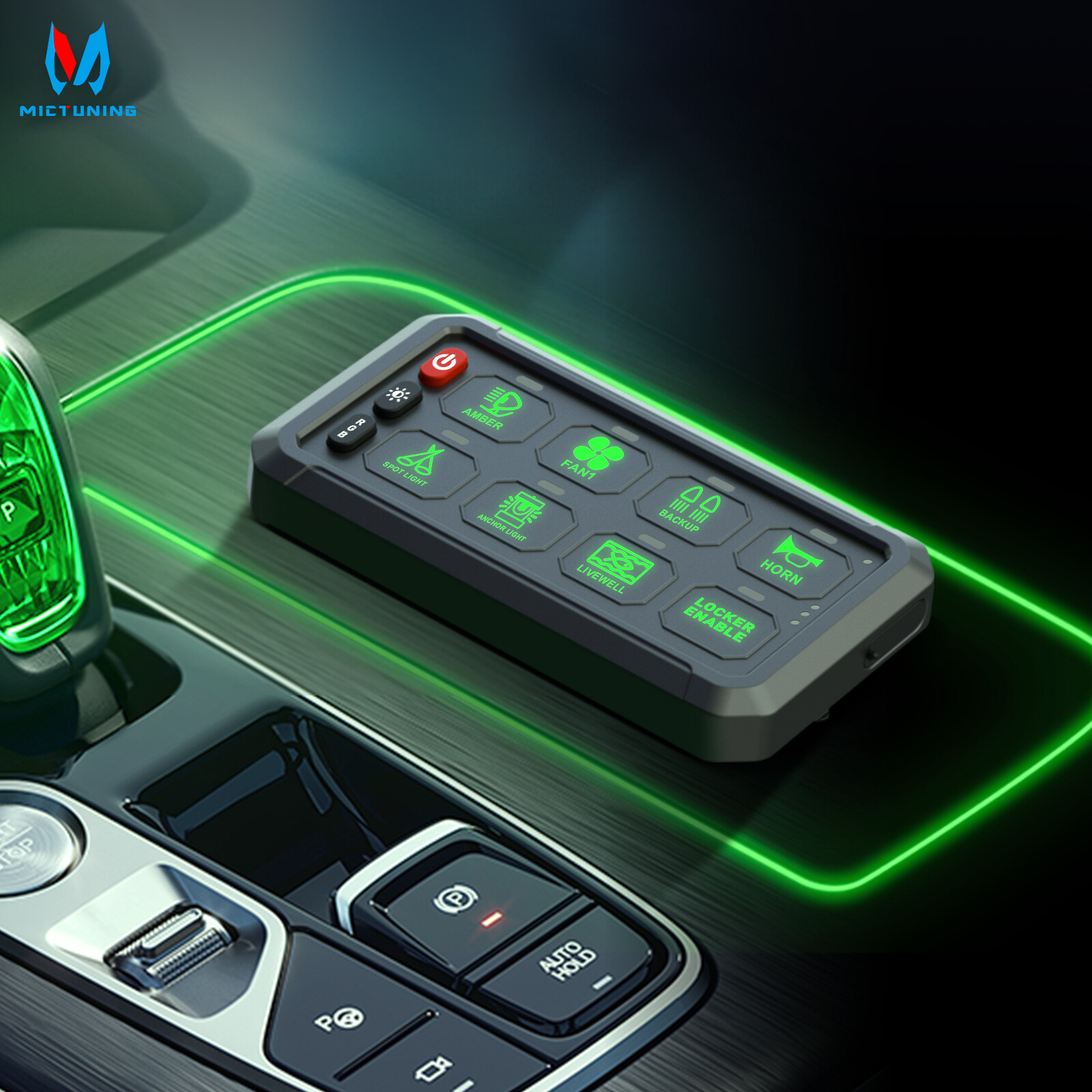 MICTUNING P1s 8Gang Switch Panel,Wireless Cordless,Auxiliary Circuit Control Box