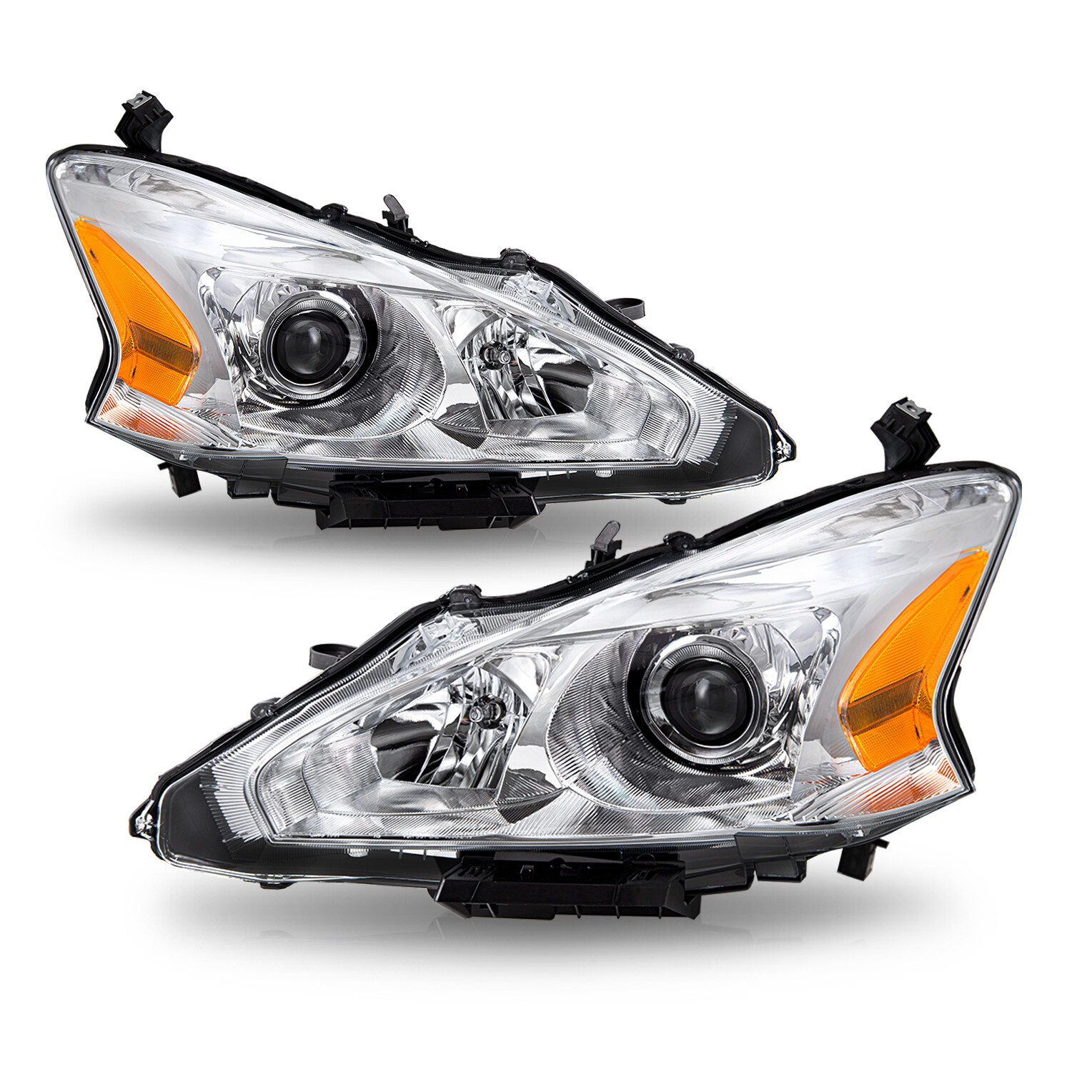 For 2013 2014 2015 Nissan Altima Sedan Chrome Headlights Amber Corner Lamps Sets