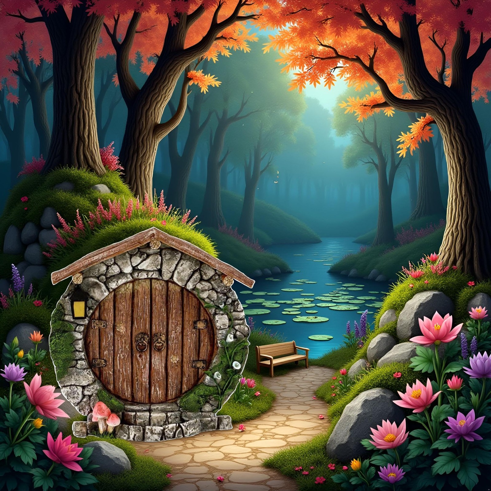 Brown Fairy Gardens Doors and Windows for Trees Mini Fairy Statues Wall