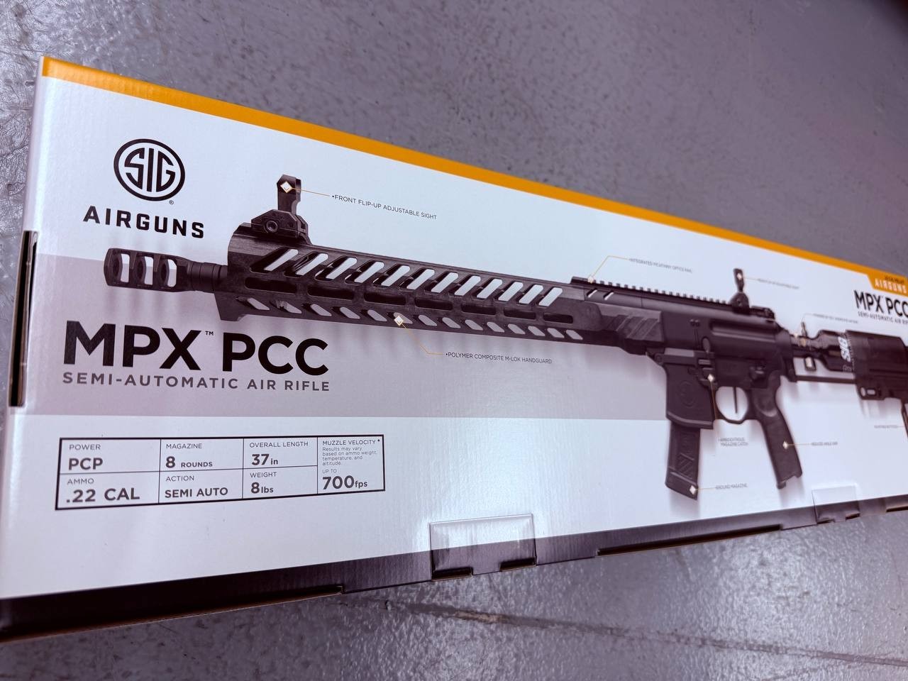 Sig Sauer MPX PCC Air Rifle .22Caliber PCP Semi-Auto 700 FPS AIR-MPXPCC-22-PCP
