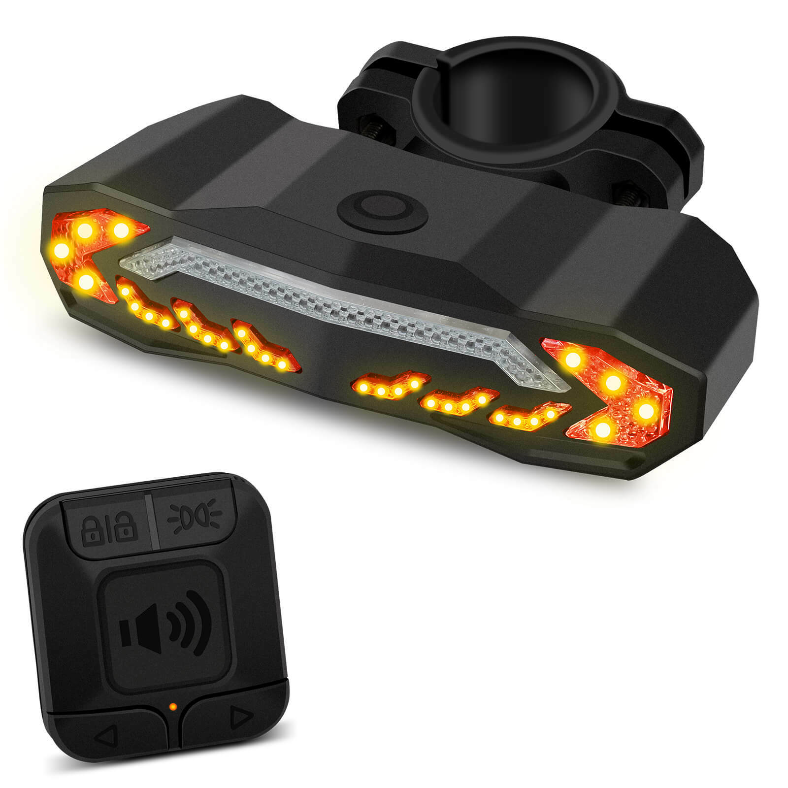 Wireless Bicycle Anti-Theft Alarm Vibration LED Bike Tail Lights USB with Remote