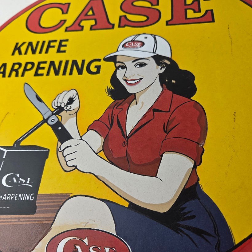 Vintage Case xx Knives Sign - Porcelain Service Station Store Advertisement Sign