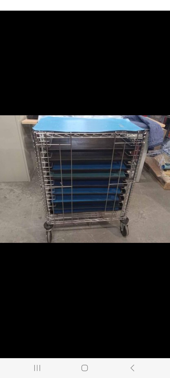 Nexel Side Load Wire Tray Cart with 19 Tray Capacity, 30"L x 18"W x 40"H