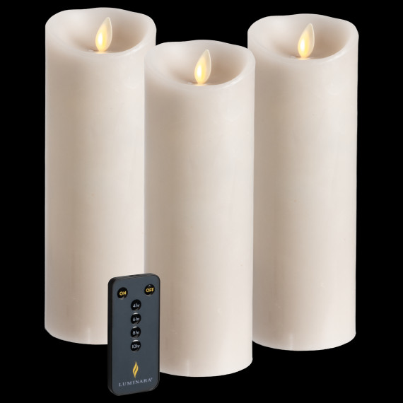 Luminara 3-Piece Flameless 8.5" Pillar Candle Set with Remote