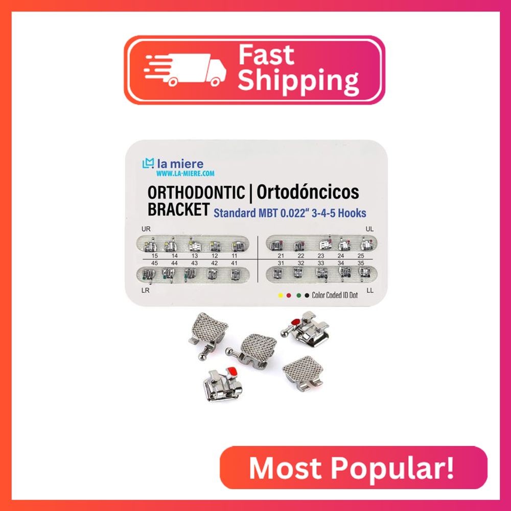 20PCS Orthodontic Metal Brackets Dental Brackets Standard MBT 0.022 Slot Bondabl