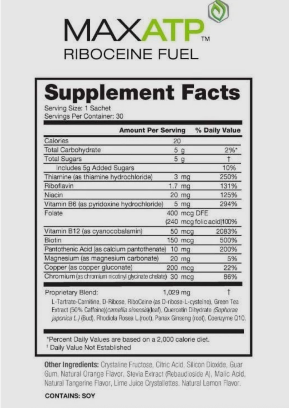 Max ATP Riboceine Fuel 30 Packets (0.24 Ounce) Net weight 207g 30 Servings