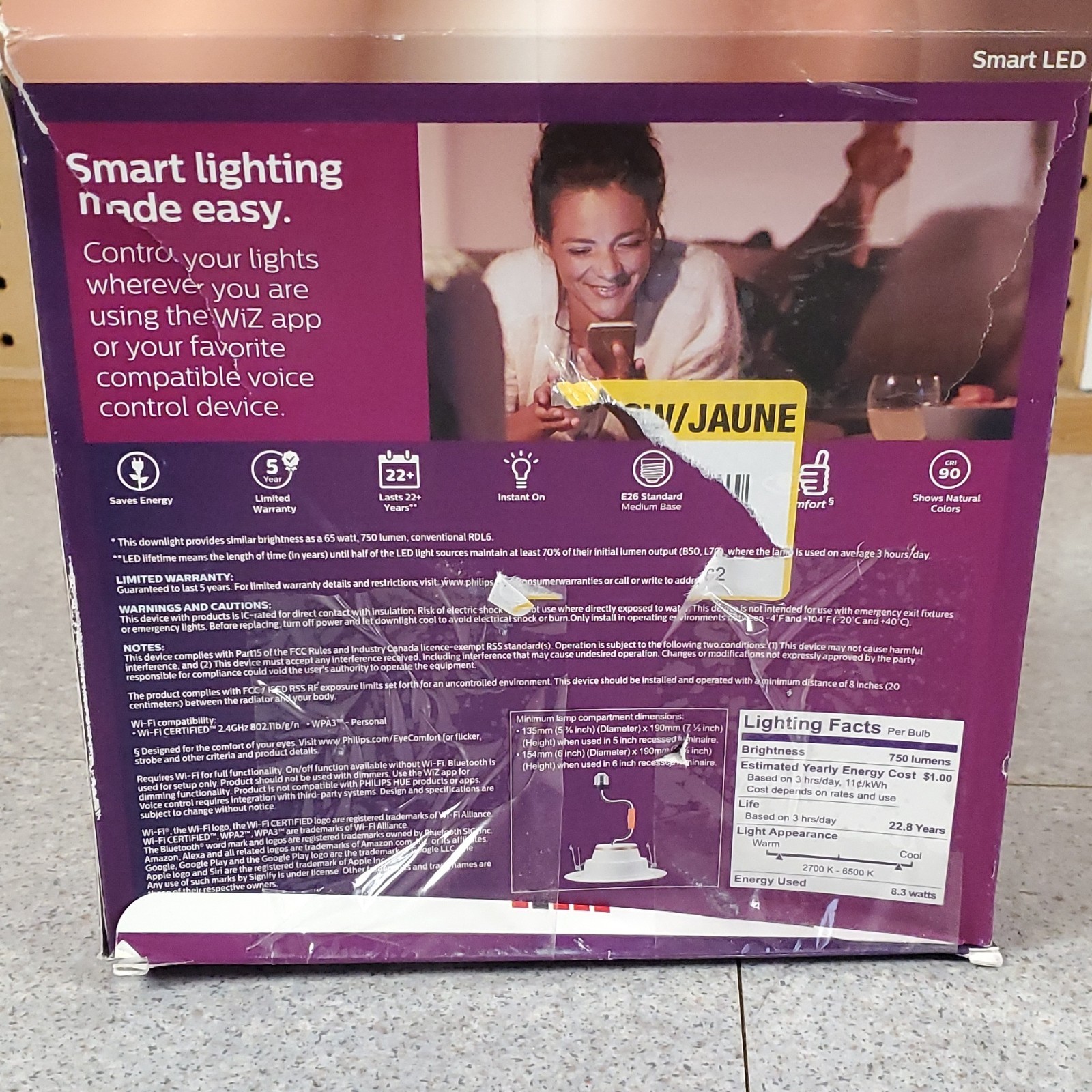 Philips Smart LED 6" Recessed Light Wi-Fi Bluetooth Matter Color Changing White