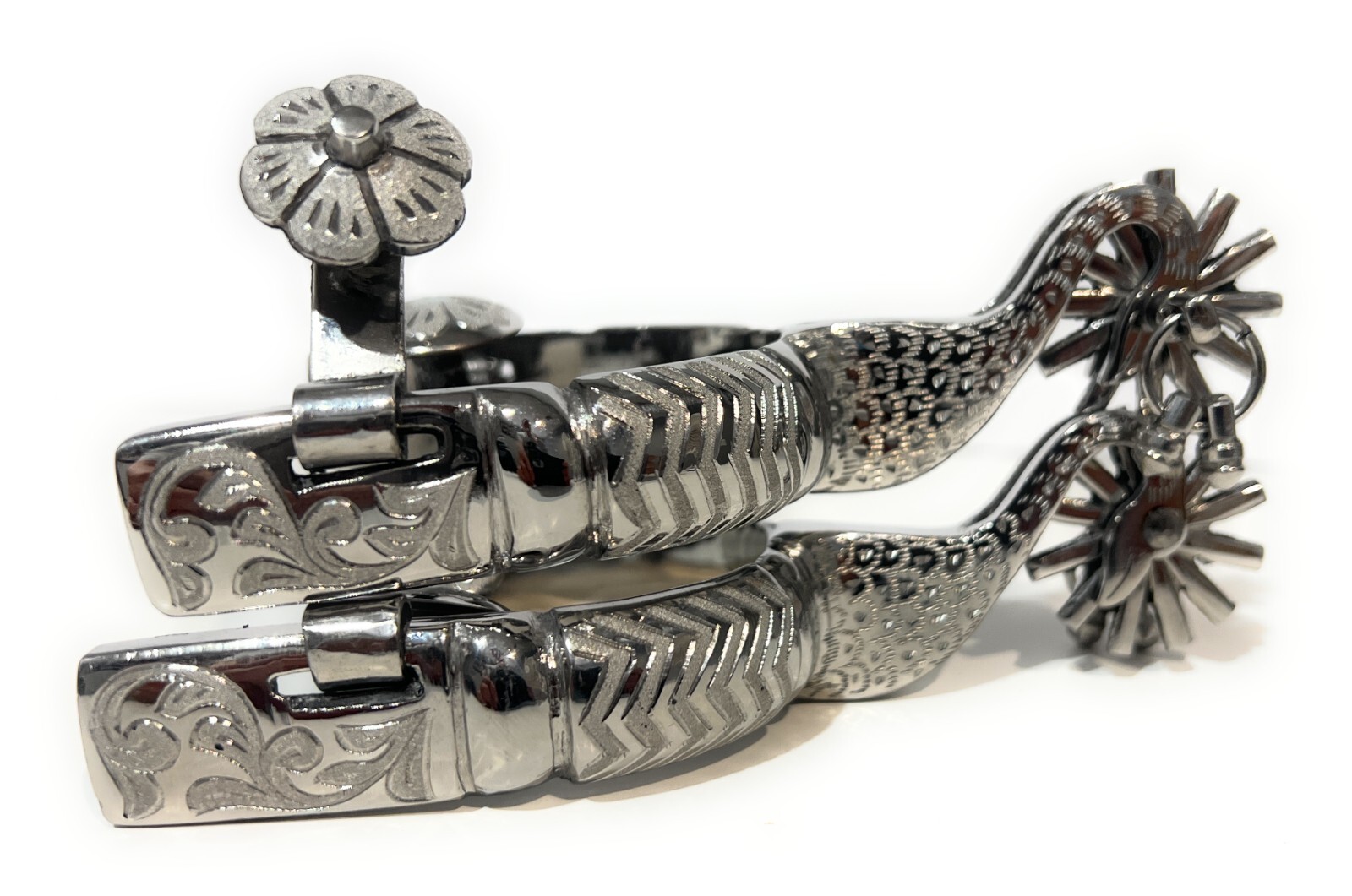 MEXICAN CHARRO SPURS. ESPUELAS CHARRAS CISNE CHARRO SADDLE HORSE GEAR