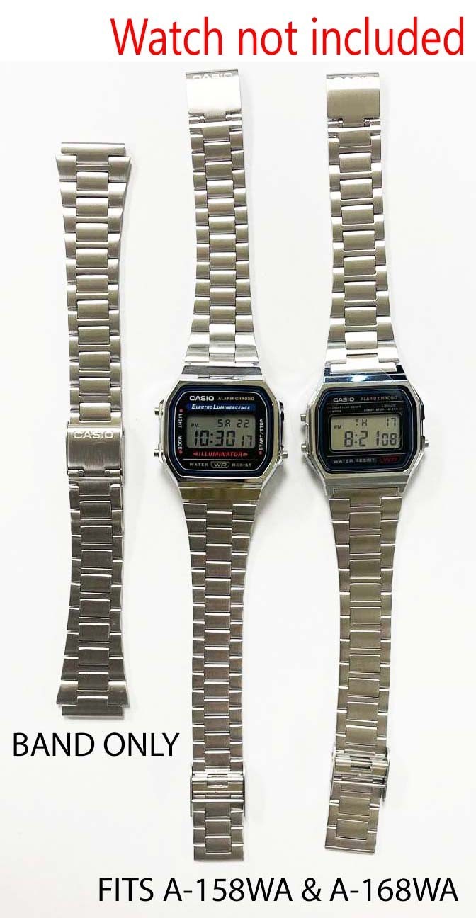 Genuine Casio Watch Band Strap A158WA-1, A163WA-1, A-164WA-1 Stainless Steel
