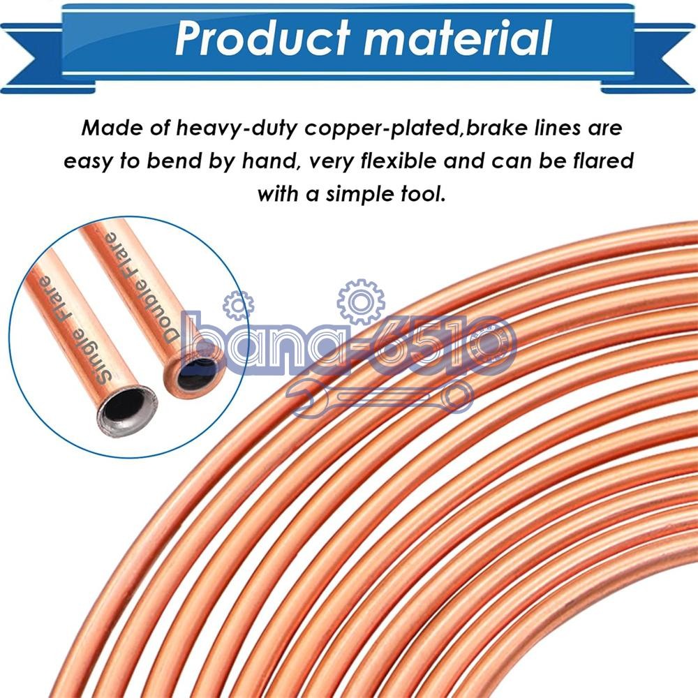 Copper Nickel Brake Line Tubing Kit 3/16 OD 25 Ft Coil Roll all Size Fittings US