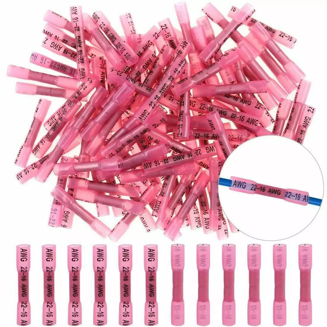 Waterproof Heat Shrink Butt Connectors Marine Crimp Wire Splice Terminals kit