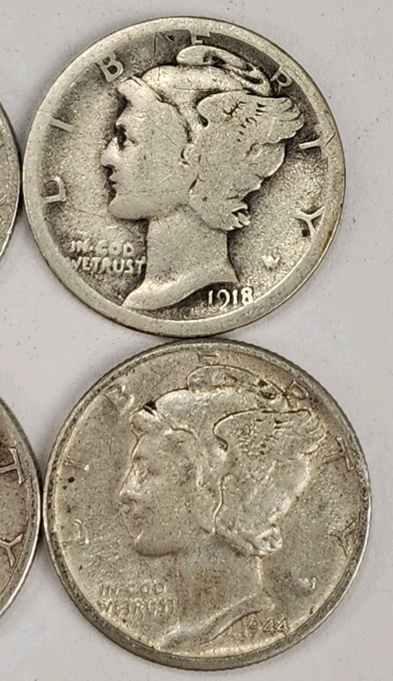 Roll of 50 Silver Mercury Dimes $5 Face Value 90% Silver Coins Mixed Dates ELM1