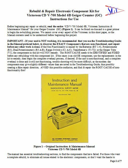 Rebuild/Repair Elec Component Kit, Victoreen CD V-700 6B Geiger Counter CDV-700