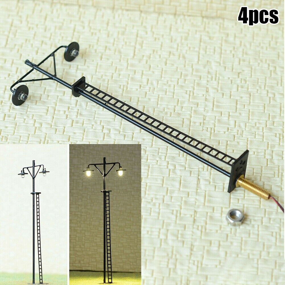 4 PCS HO-Scale LED Yard Light Model Train Railroad-Street Station Lamp Post US