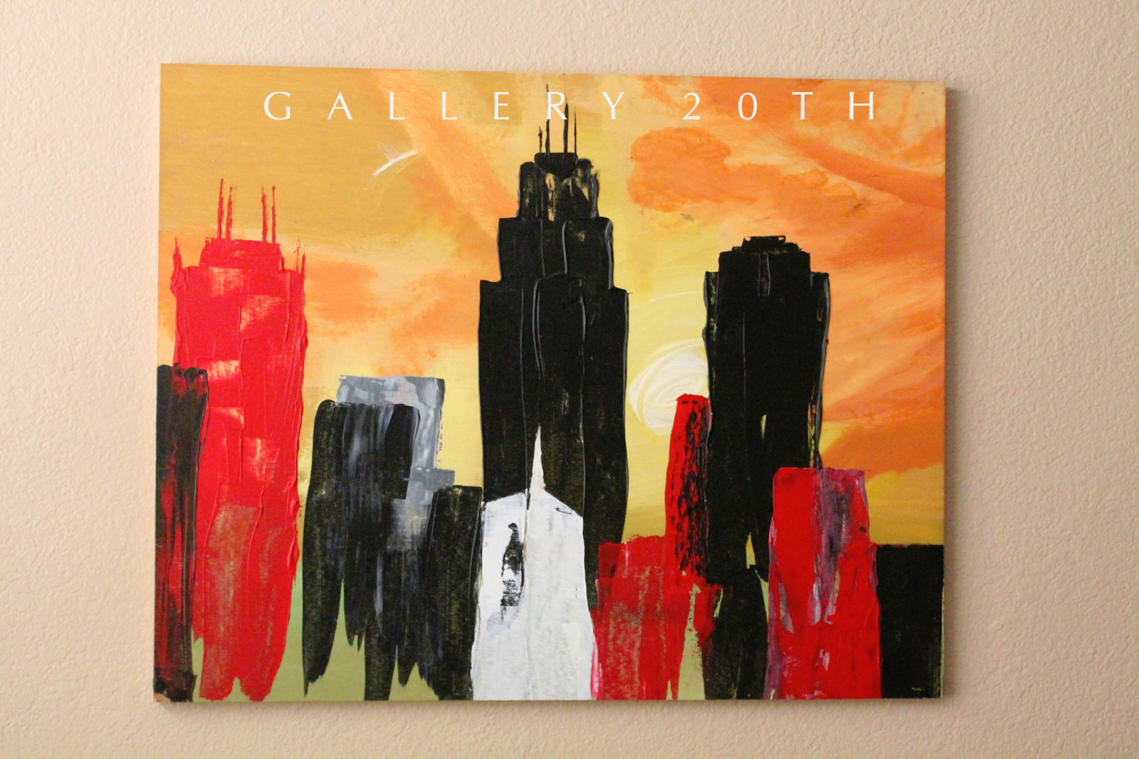COOL CITYSCAPE ART! MCM ABSTRACT ORIG OIL PAINTING! VINTAGE MODERN MID CENTURY