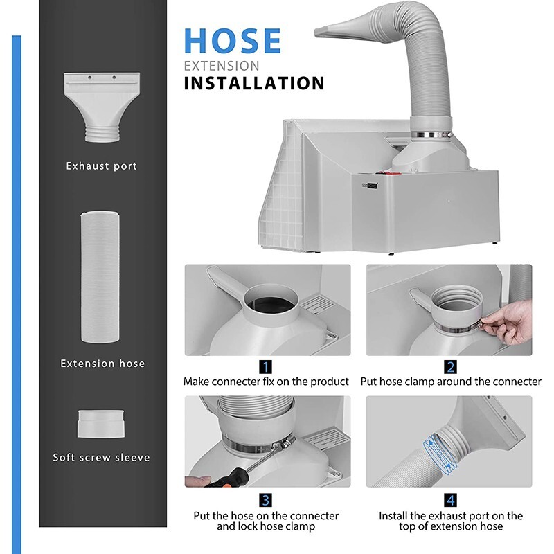 Dual Fans Portable Airbrush Paint Spray Booth Kit W/ 3 LED Lights Gray