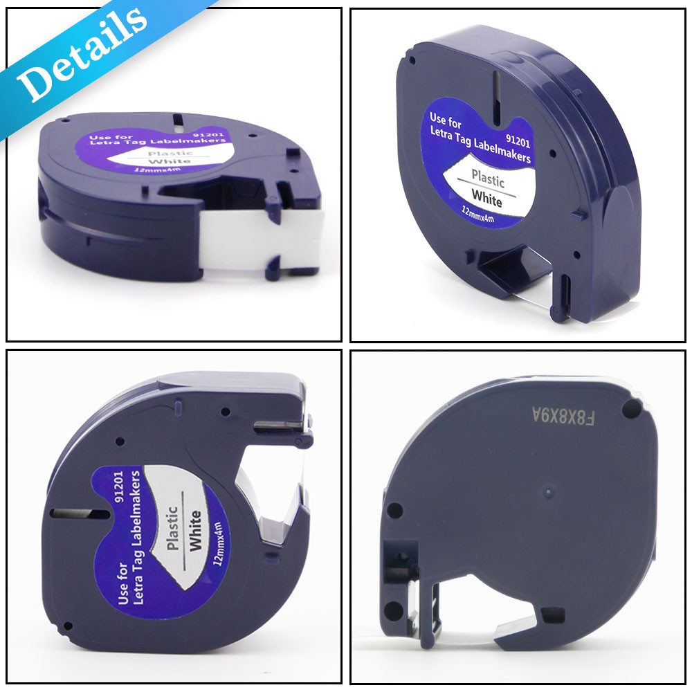 7PK Dymo Letratag Refill 91331 91330 White Plastic Label Tape 12mm LT-100H 1/2"