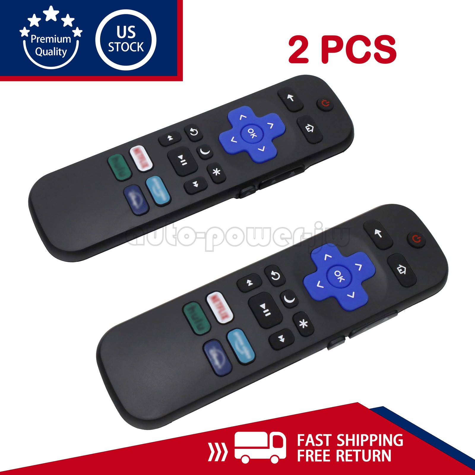 2x Remote Control Replacement For All TCL Hisense Onn Roku TV