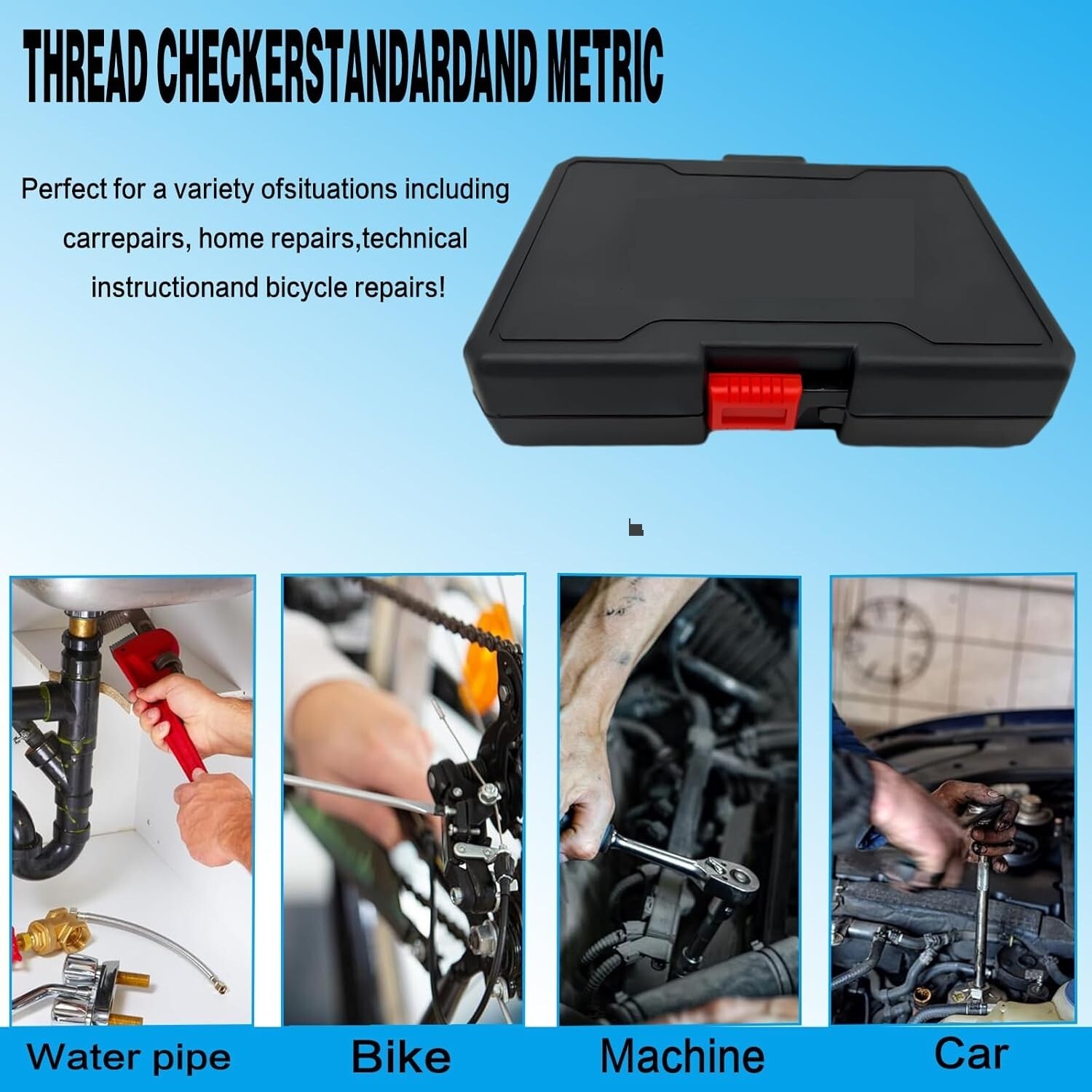 44PCS Inch & Metric Set Nut & Bolt Thread Checker Identifier Thread Gauges Box