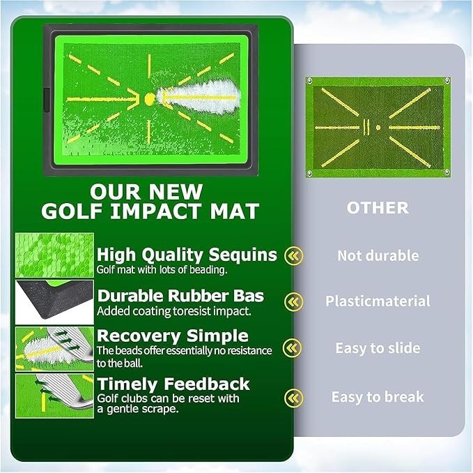 Golf Training Mat for Swing Detection Batting Divot Golf Hitting Practice Mat