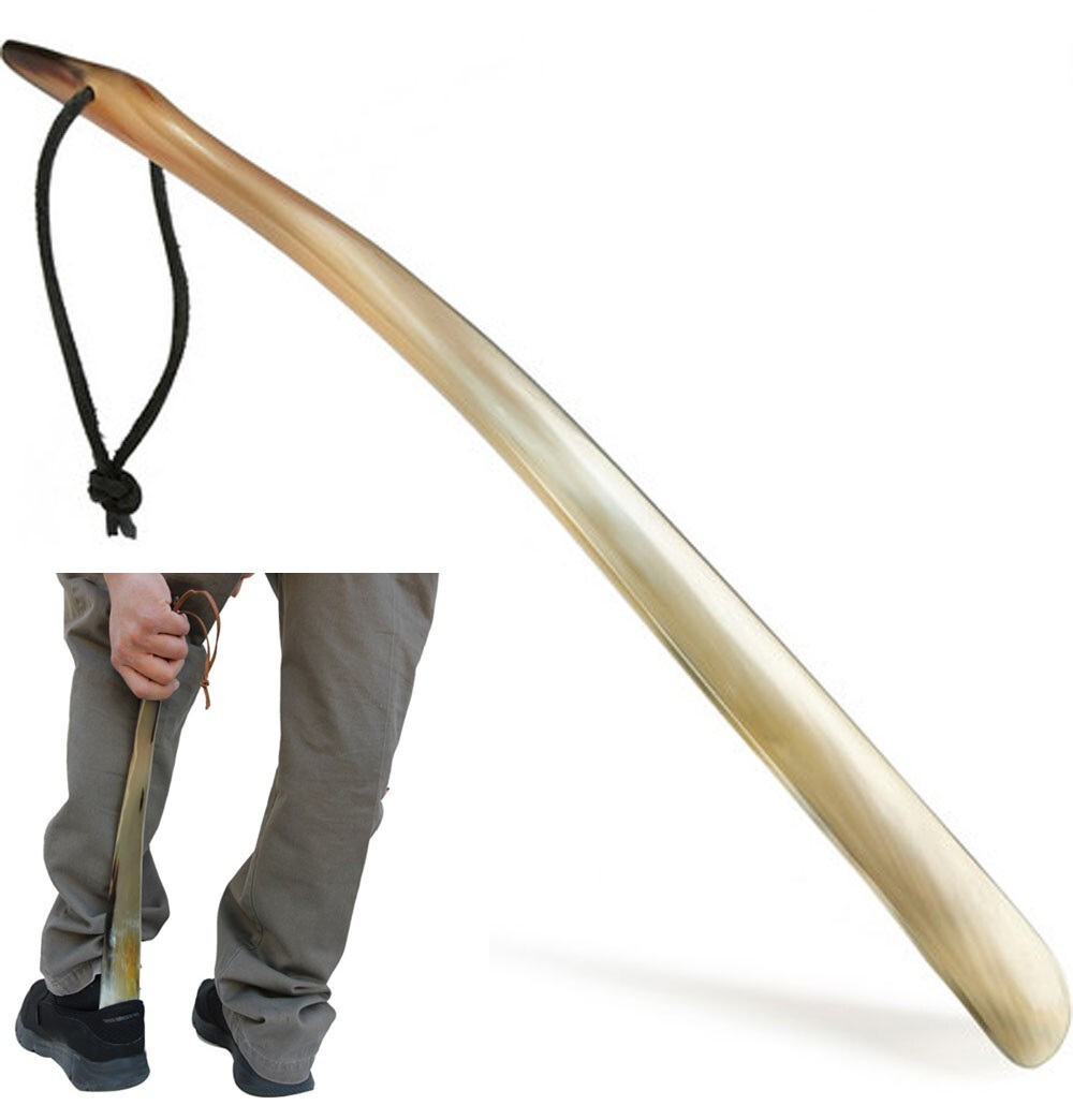 Shoe Horn Made with Real Horn Handmade Long Grip handle Shoehorn for Men 23 inch