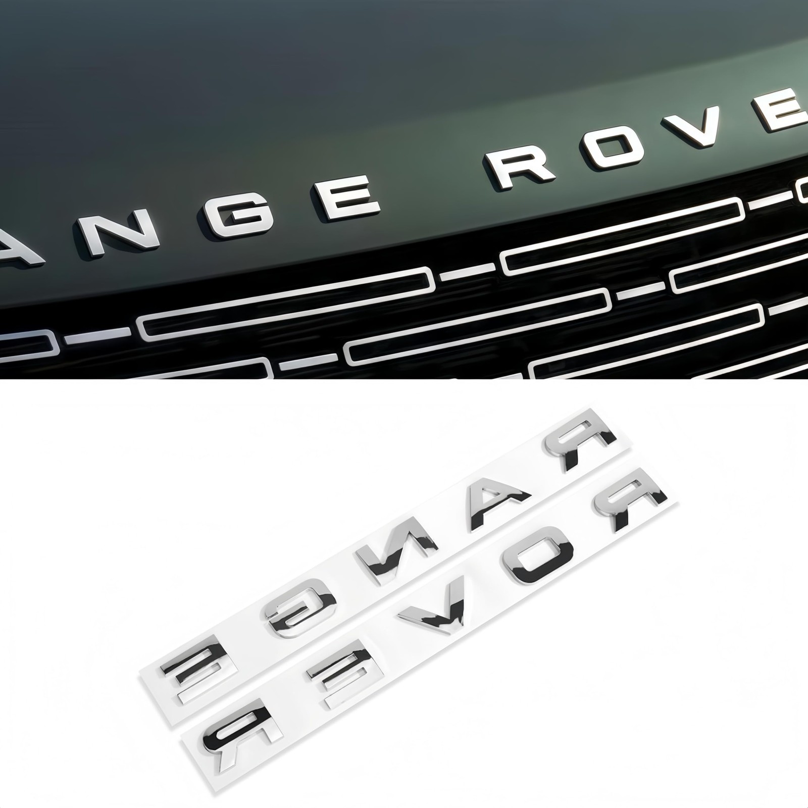 Front Hood and Trunk Lid Rear Car Emblem ABS For Range Rover Badge Gloss Silver