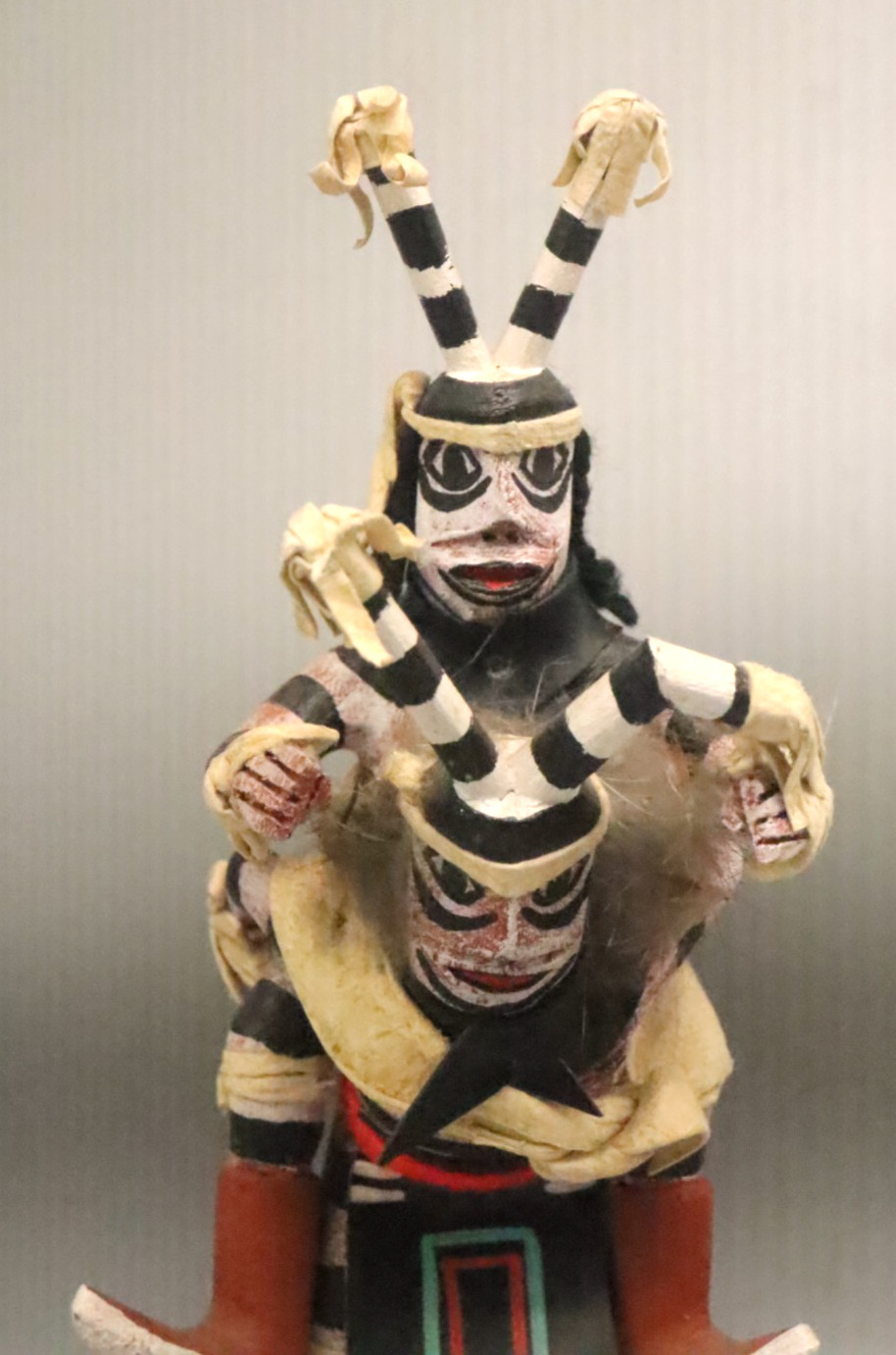 Signed Padilla Hopi Koshare Sacred Clowns Kachina Doll Carved Wood 8in Folk Art