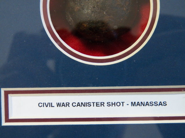Excavated Civil War Canister Shot In a 6" X 8" X 2" Deep Matted Display Case