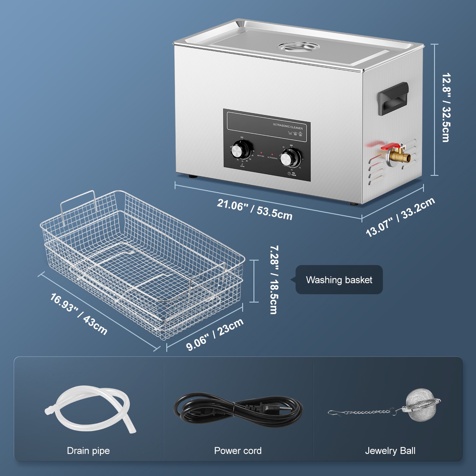 30L Ultrasonic Cleaner with Heater Timer & Basket Digital Sonic Machine