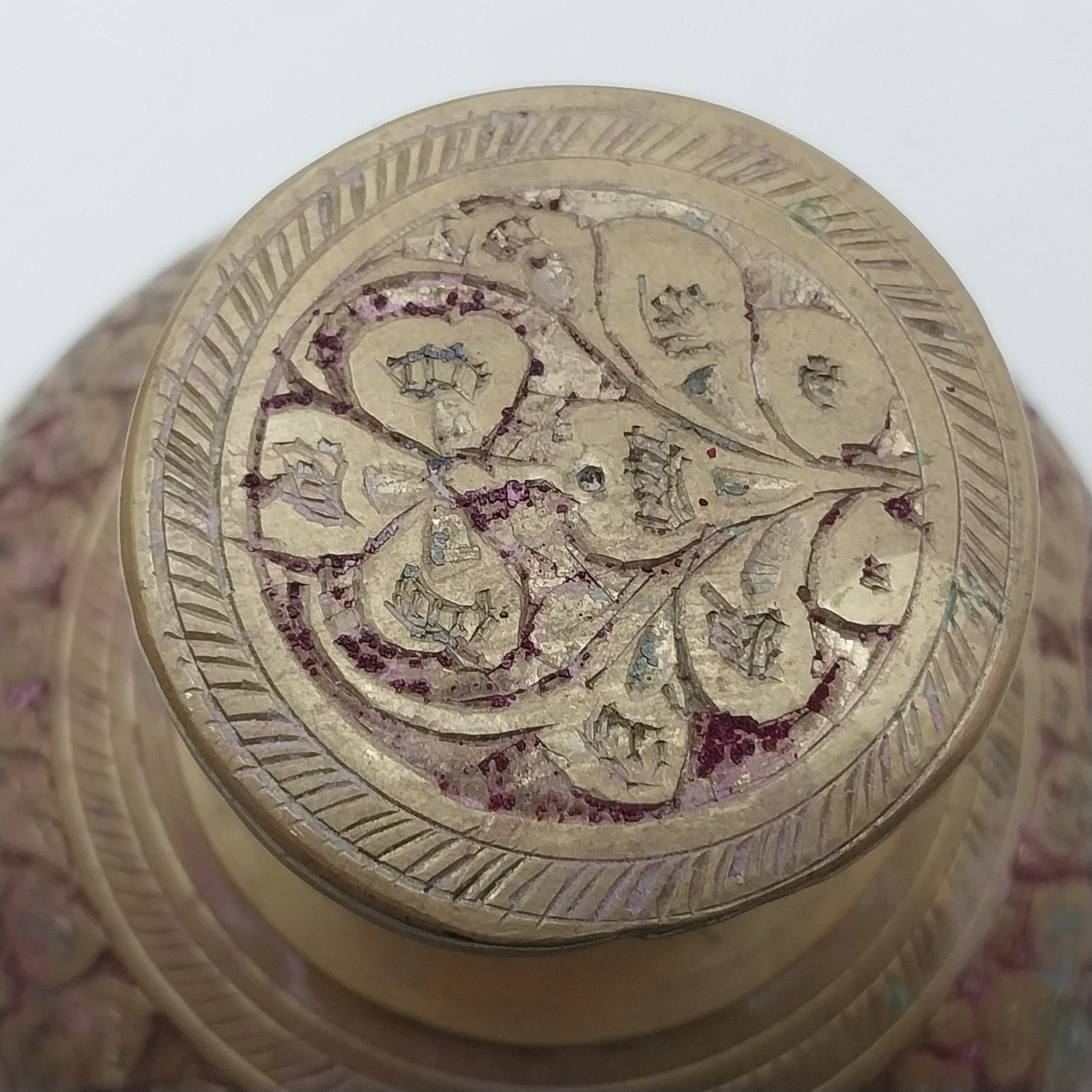 Vintage Brass Etched Elephant Claw Bell with Clapper Indian