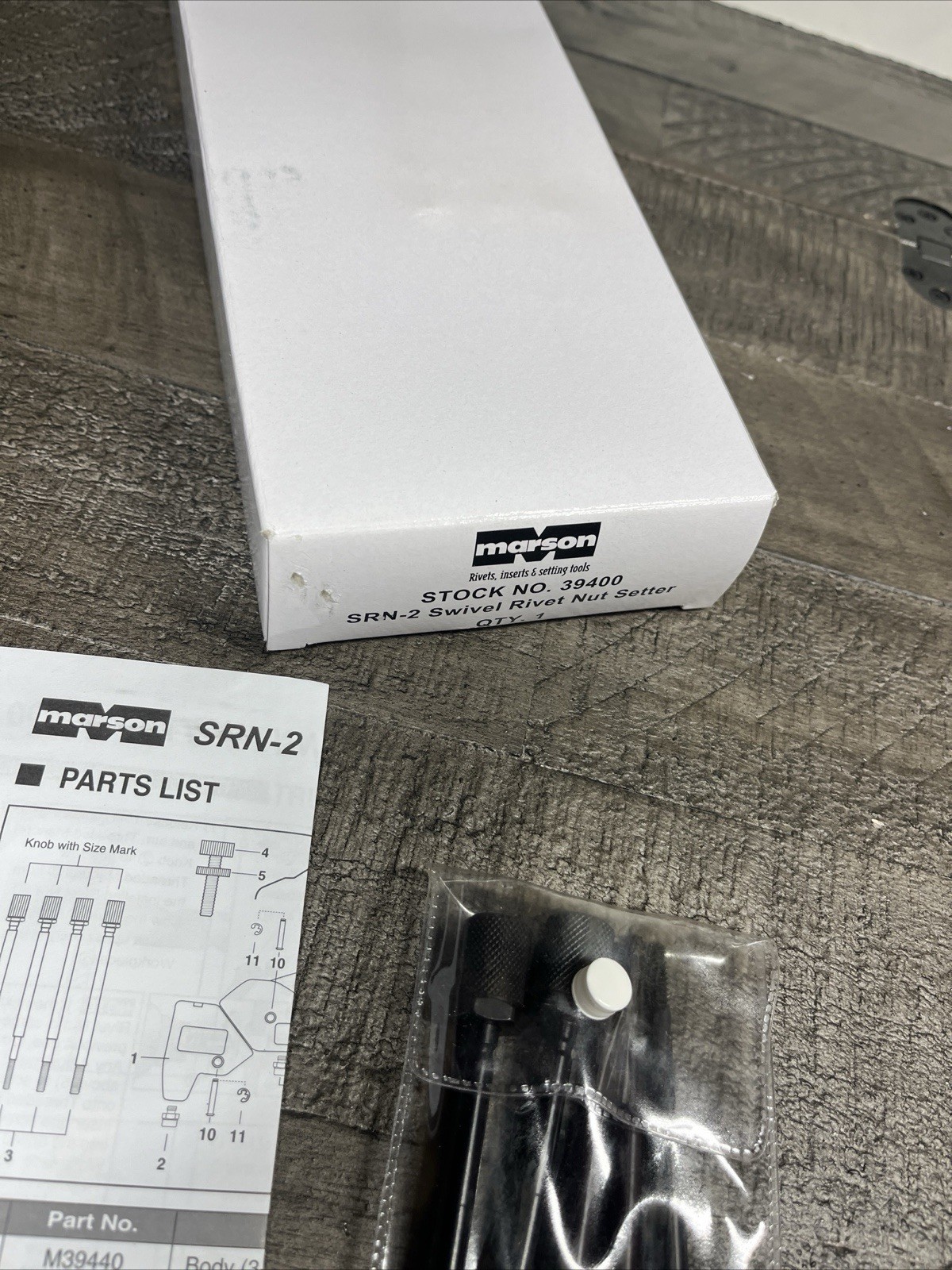 Marson Swivel Head Rivet Nut Setter SRN-2 Klik Turn Mandrels And Nosepiece 39400