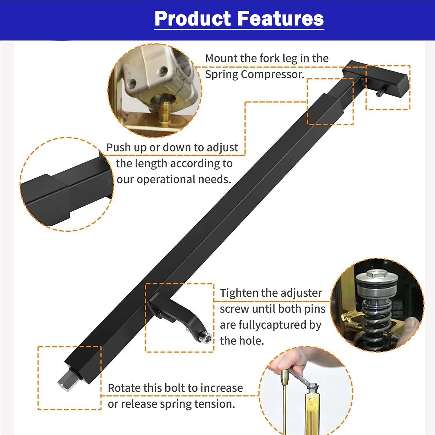TFSC 01 Fork Spring Compressor Tool for Most Sport Bikes Road Racers Motorcycles