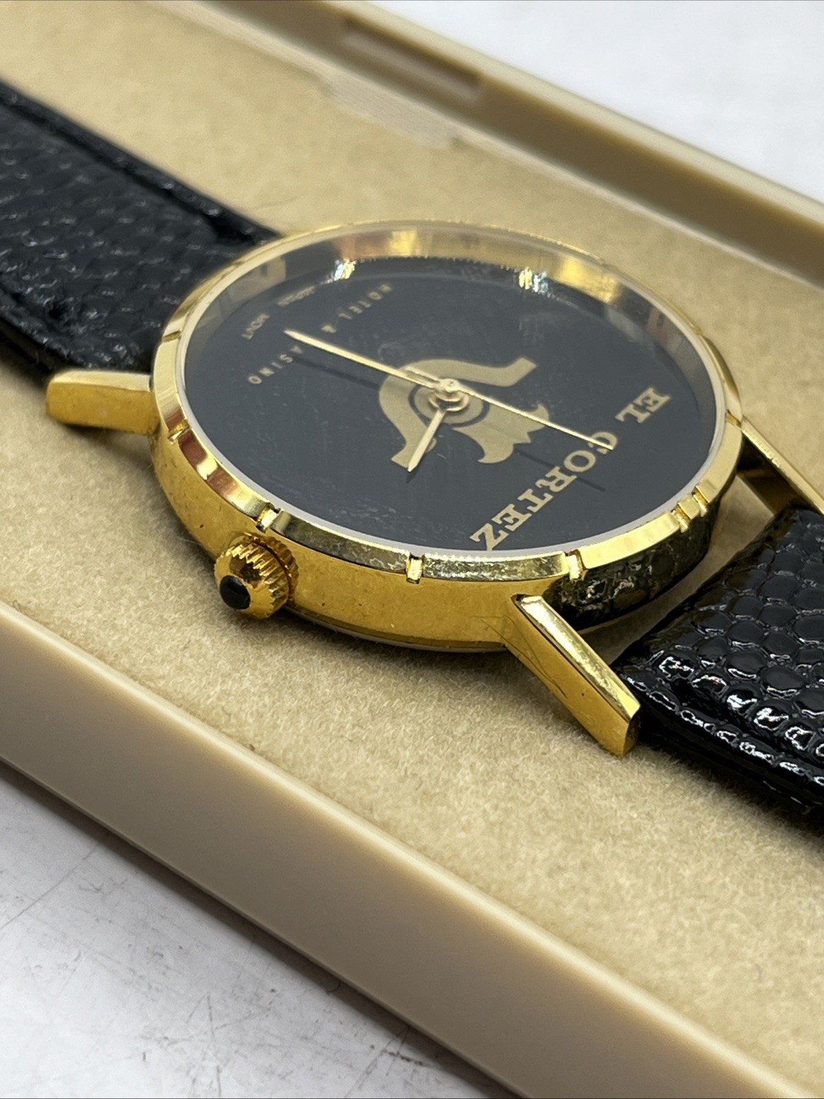 Vintage El Cortez Las Vegas Men’s Quartz Watch Leather Strap