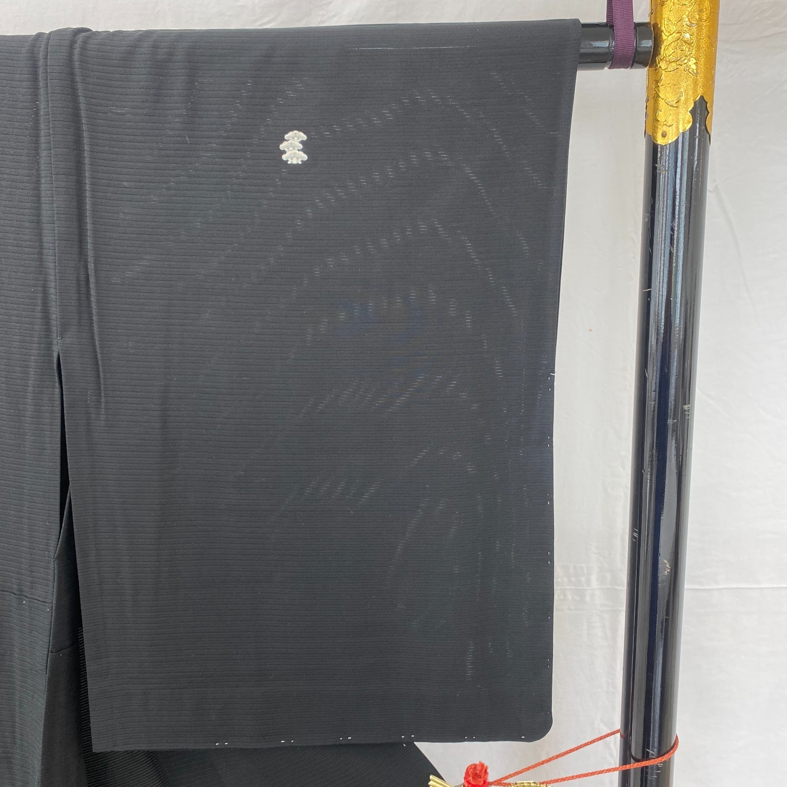 Japanese Vintage Kimono Silk Black Tomesode No Lining Family crest Length 64 in