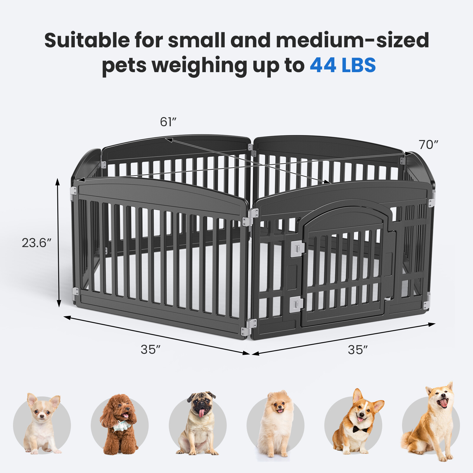 24" Exercise 4/6-Panel Plastic Pet Playpen with Door Dog Playpen Puppy Playpen