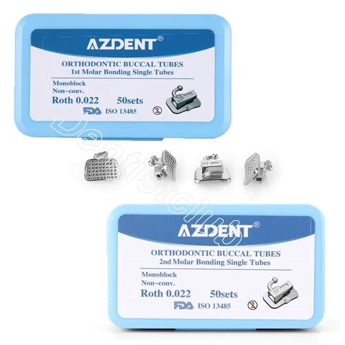 50Sets Dental Ortho 1st /2nd Molar Buccal Tube Bondable Non-Conv Roth.022 AZDENT