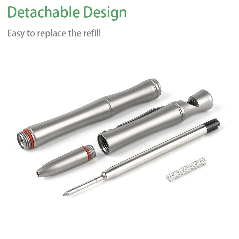 Titanium Survival Whistle Ballpoint Pen – Camping Gear Gift & Collectible Tool