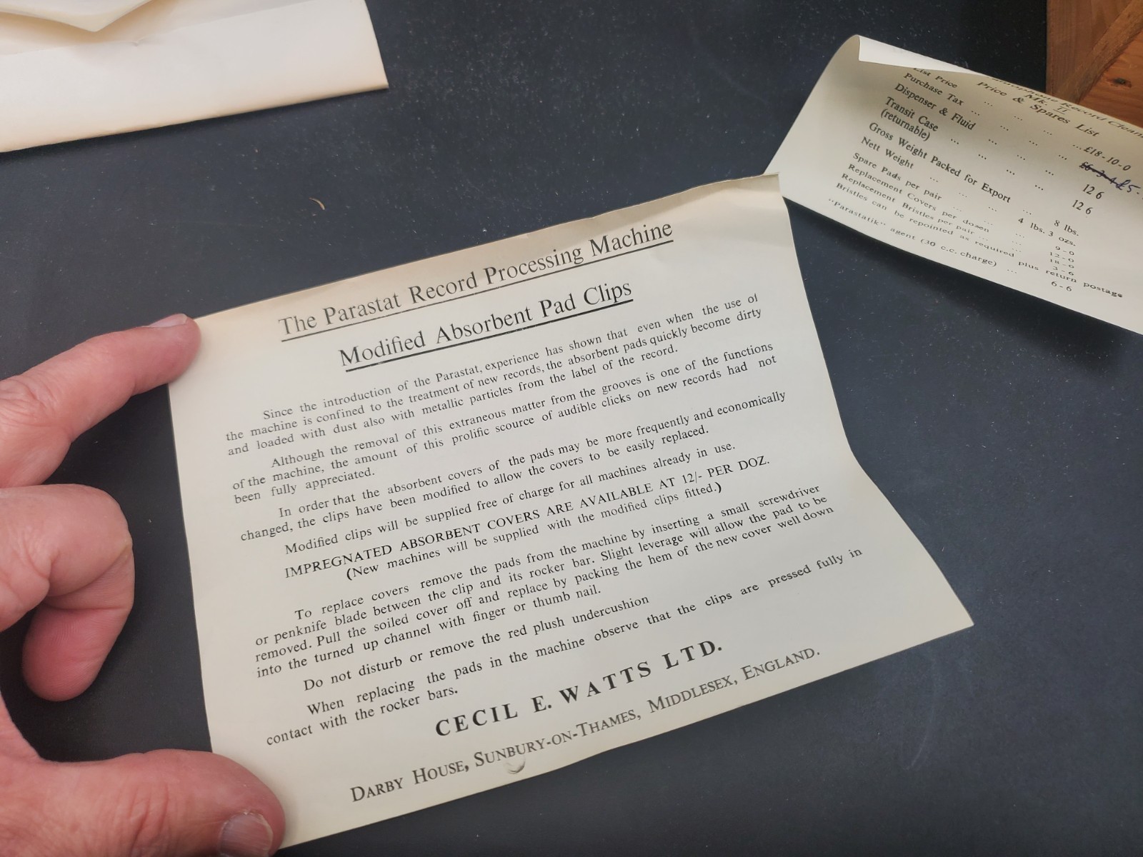 CECIL E. WATTS PARASTAT Record Cleaning Machine