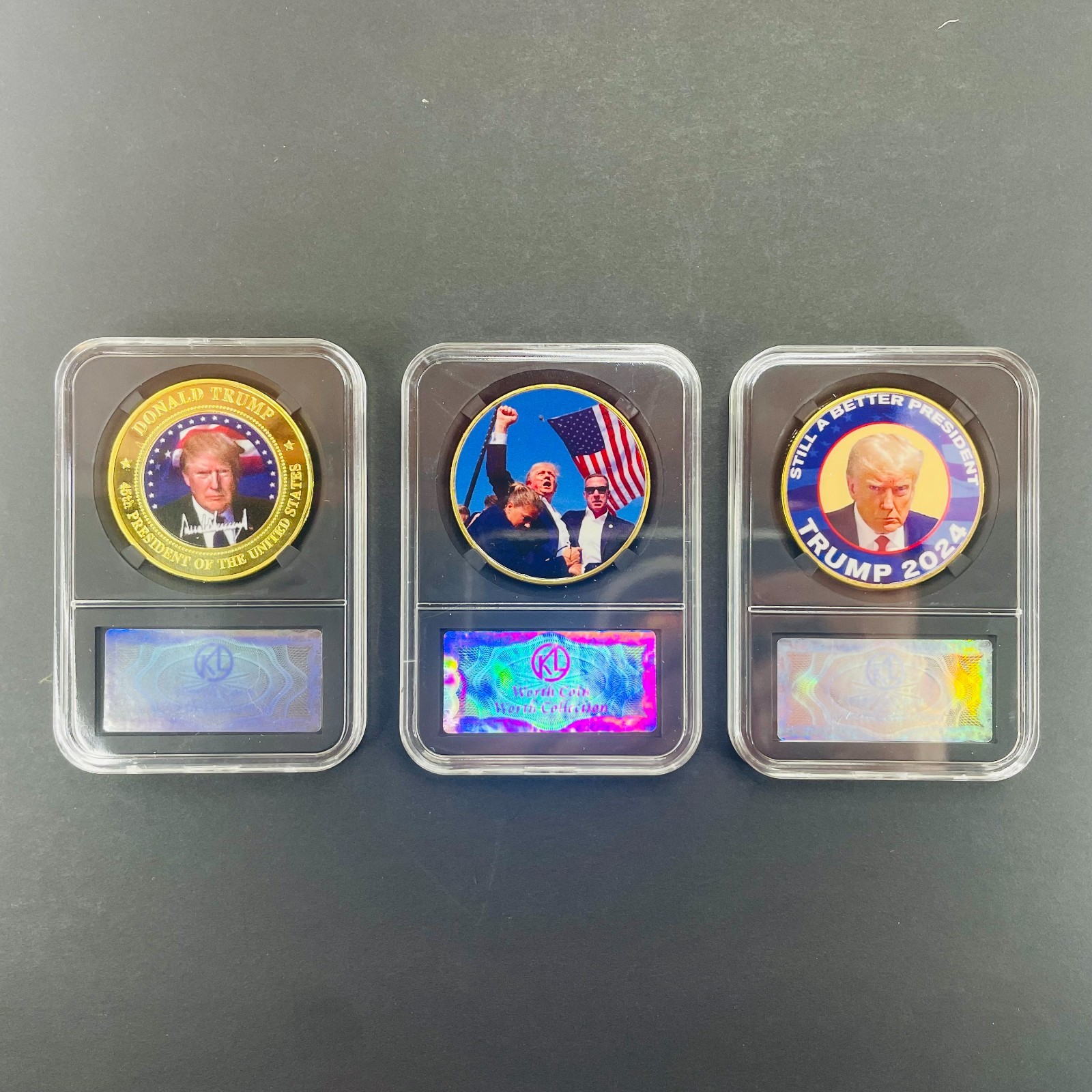 2024 Donald Trump President Gold Commemorative Challenge Coin (3 Pcs Set) MAGA