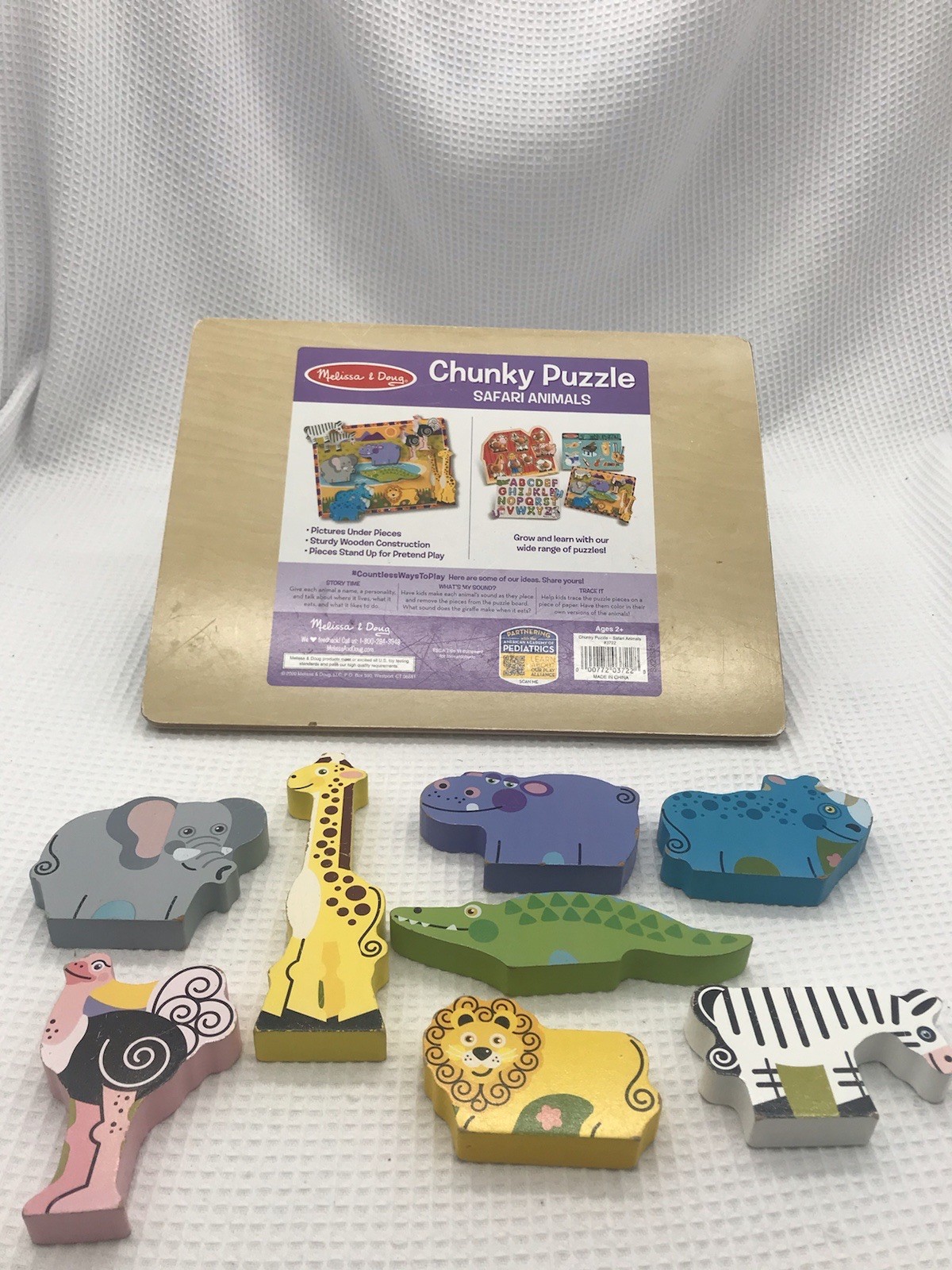 Wooden Chunky Peg Puzzle Lot 4 Melissa & Doug Zoo Farm Animals Pets Dinosaurs￼￼