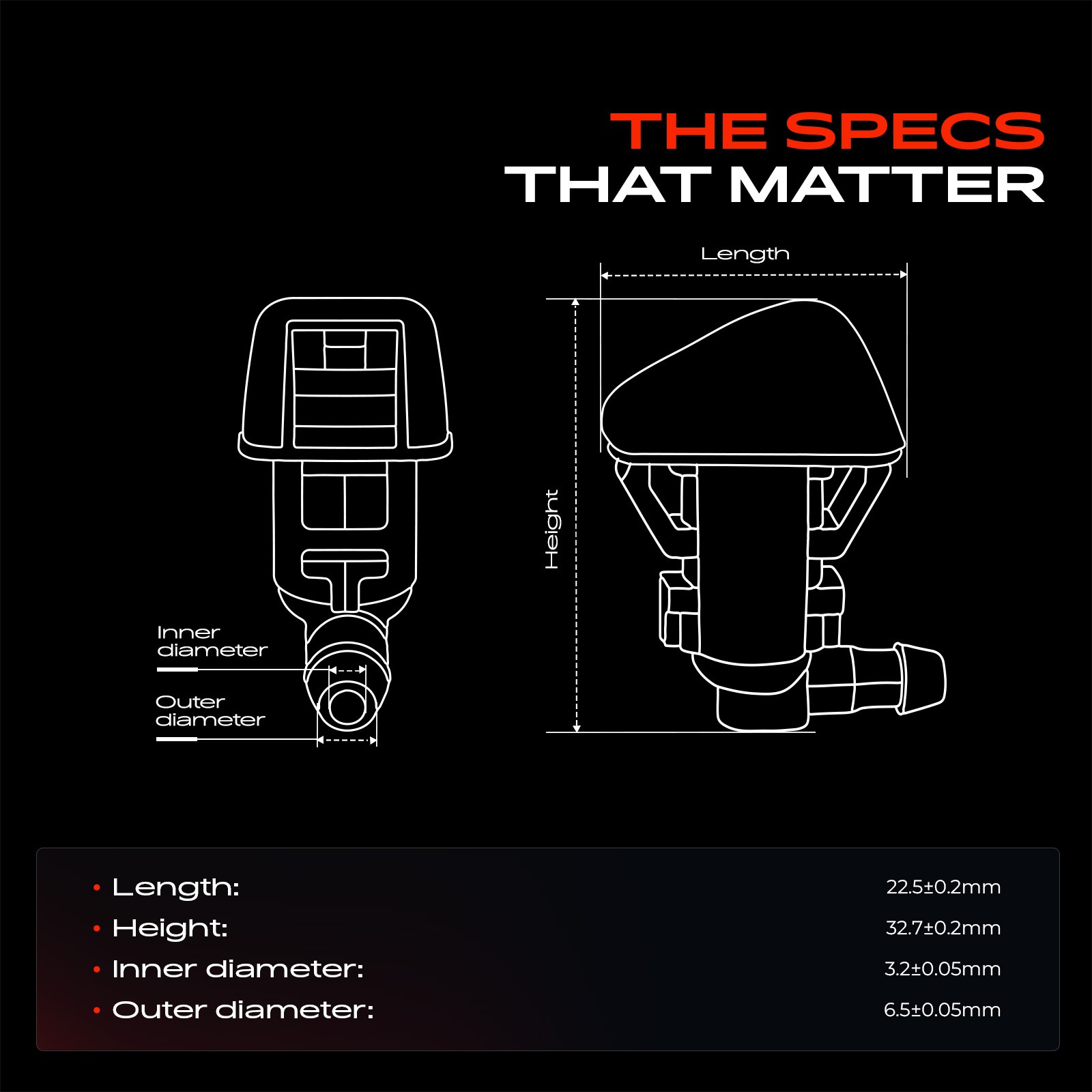 2x Front LH & RH Windshield Washer Nozzle Fan w/ Gaskets for Dodge Durango 11-23