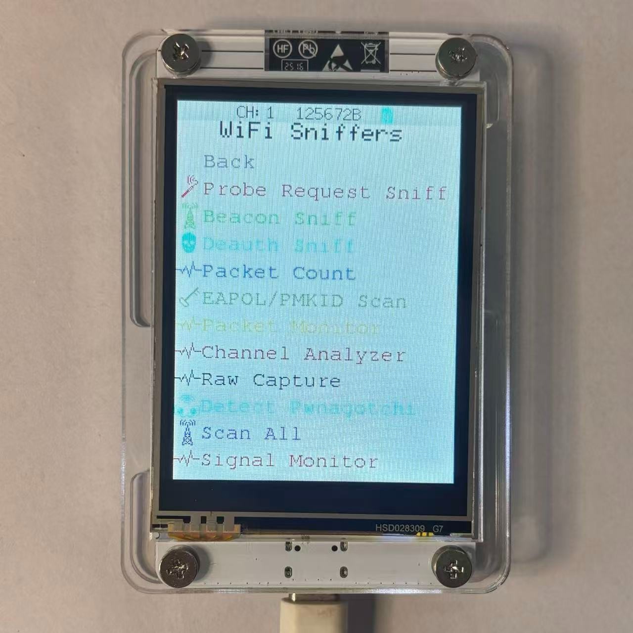 ESP32 Marauder WiFi BT Network Monitor 2.8" Touch Screen RSSI Data Readout