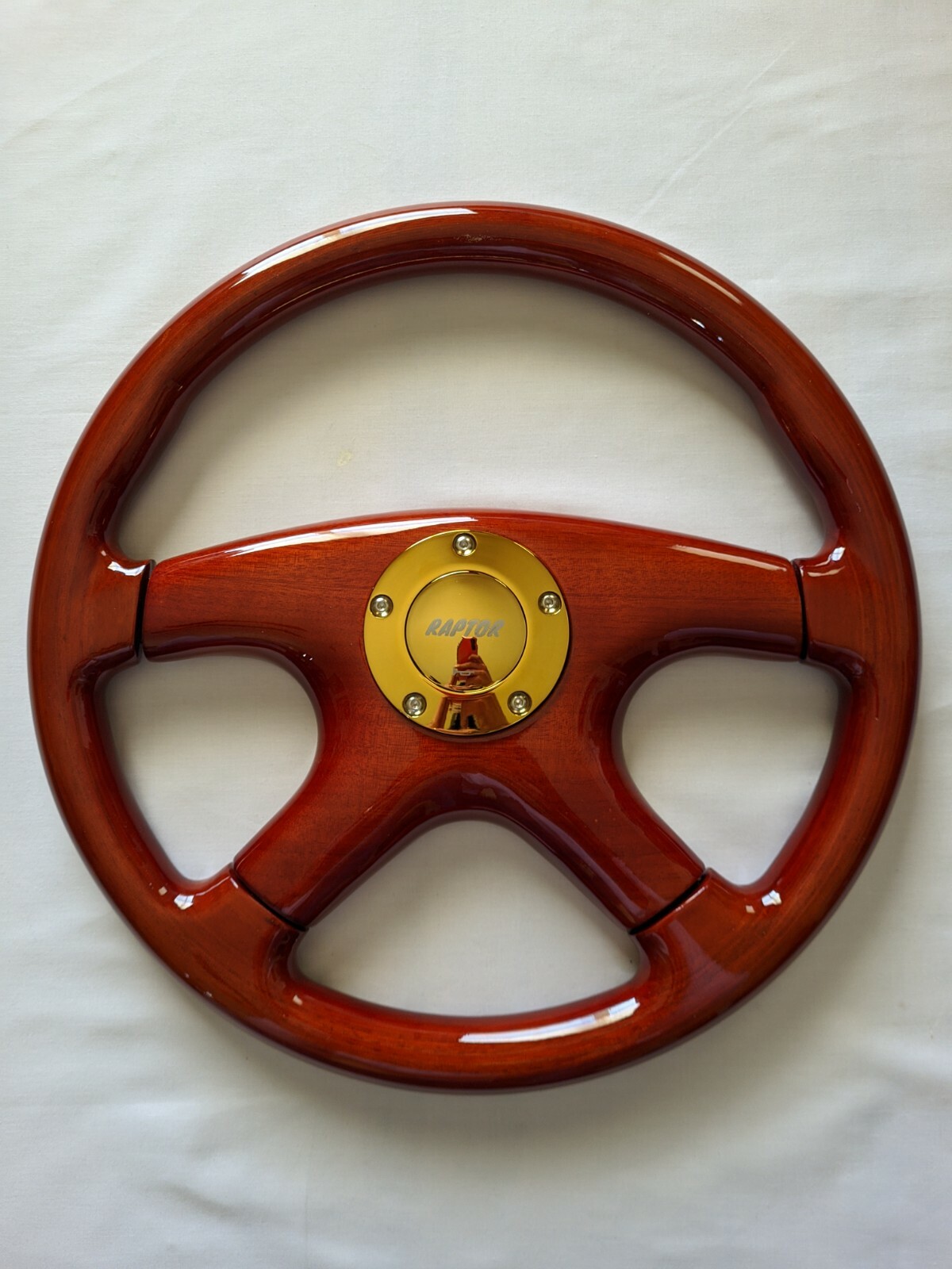 RAPTOR 15" MAHOGANY WOOD STEERING WHEEL - GOLD