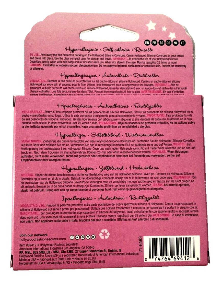 Hollywood Fashion Secrets Silicone CoverUps Dark Shade 1 Pair With Case Lot of 2