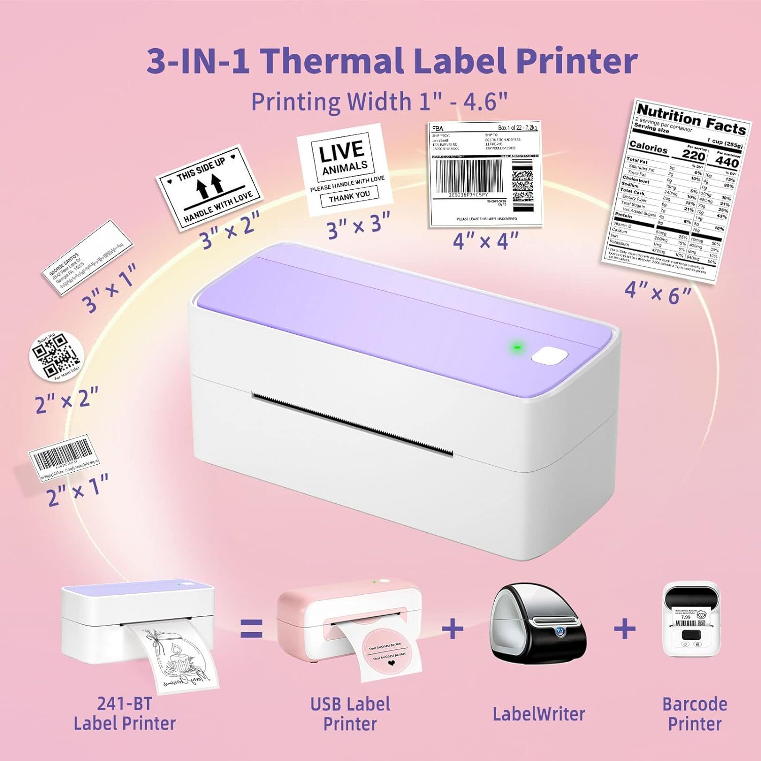 4x6 Bluetooth Thermal Shipping Label Printer for Small Business Package Mail Lot