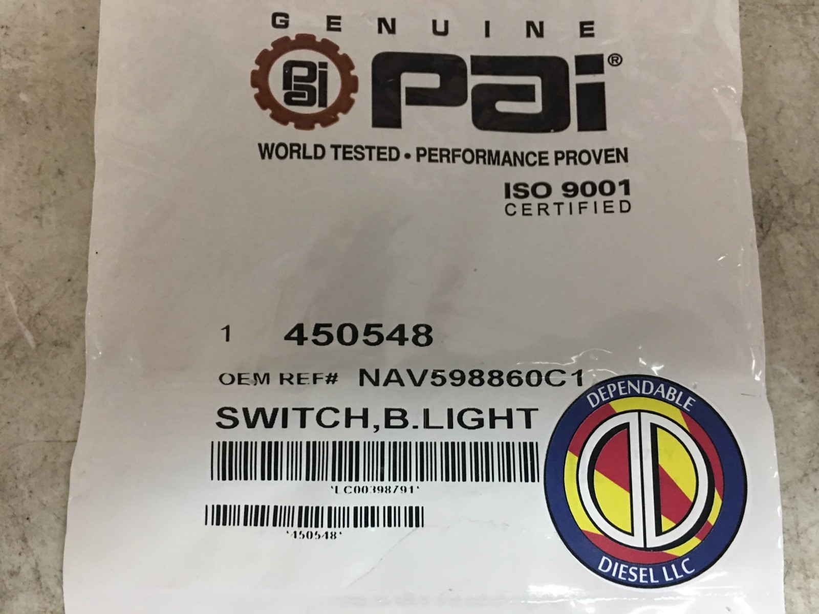 Brake Light Switch for International. PAI # 450548 Ref. # 598860C1 FSC 1749-3110