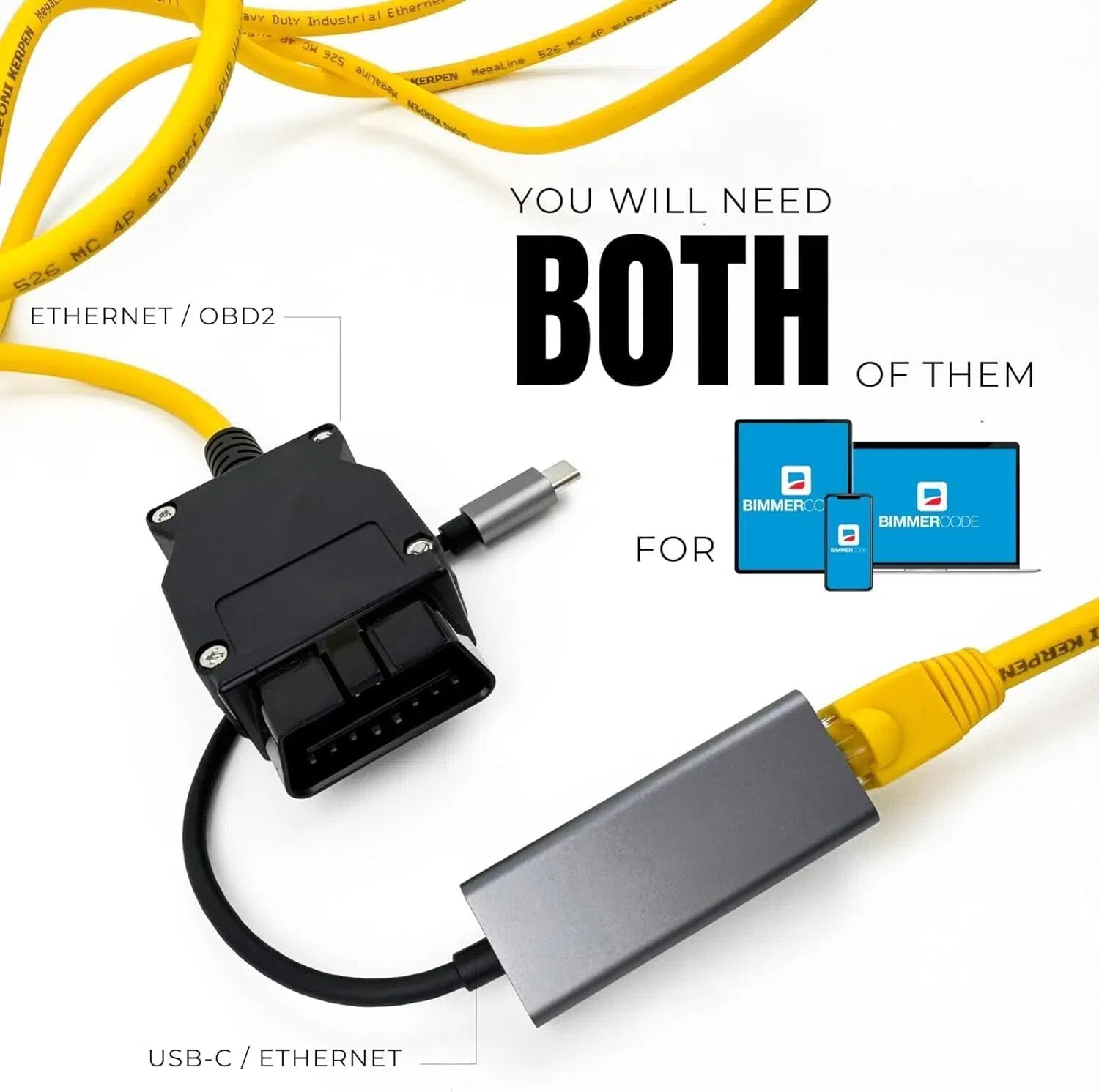 ENET OBD2 Cable + USB Type C For BMW F Series & Newer ICOM E-SYS ISTA Bimmercode