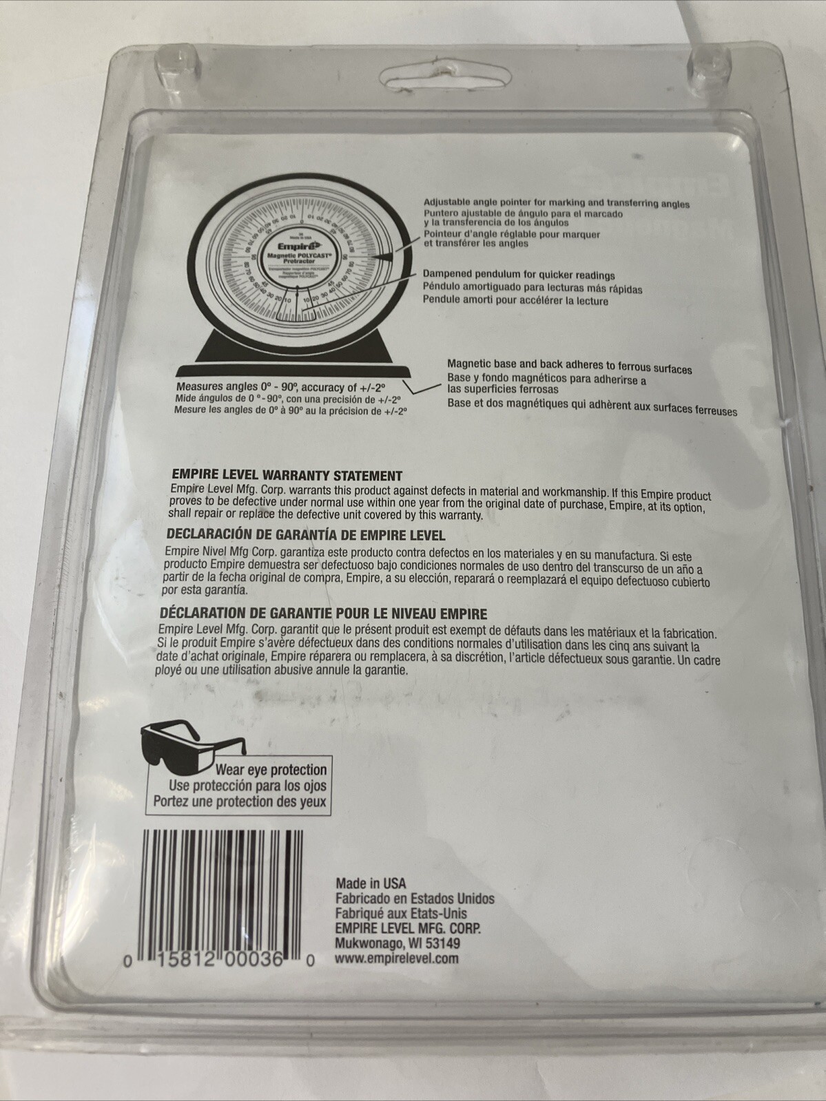 Empire Level 36 Magnetic Polycast Protractor