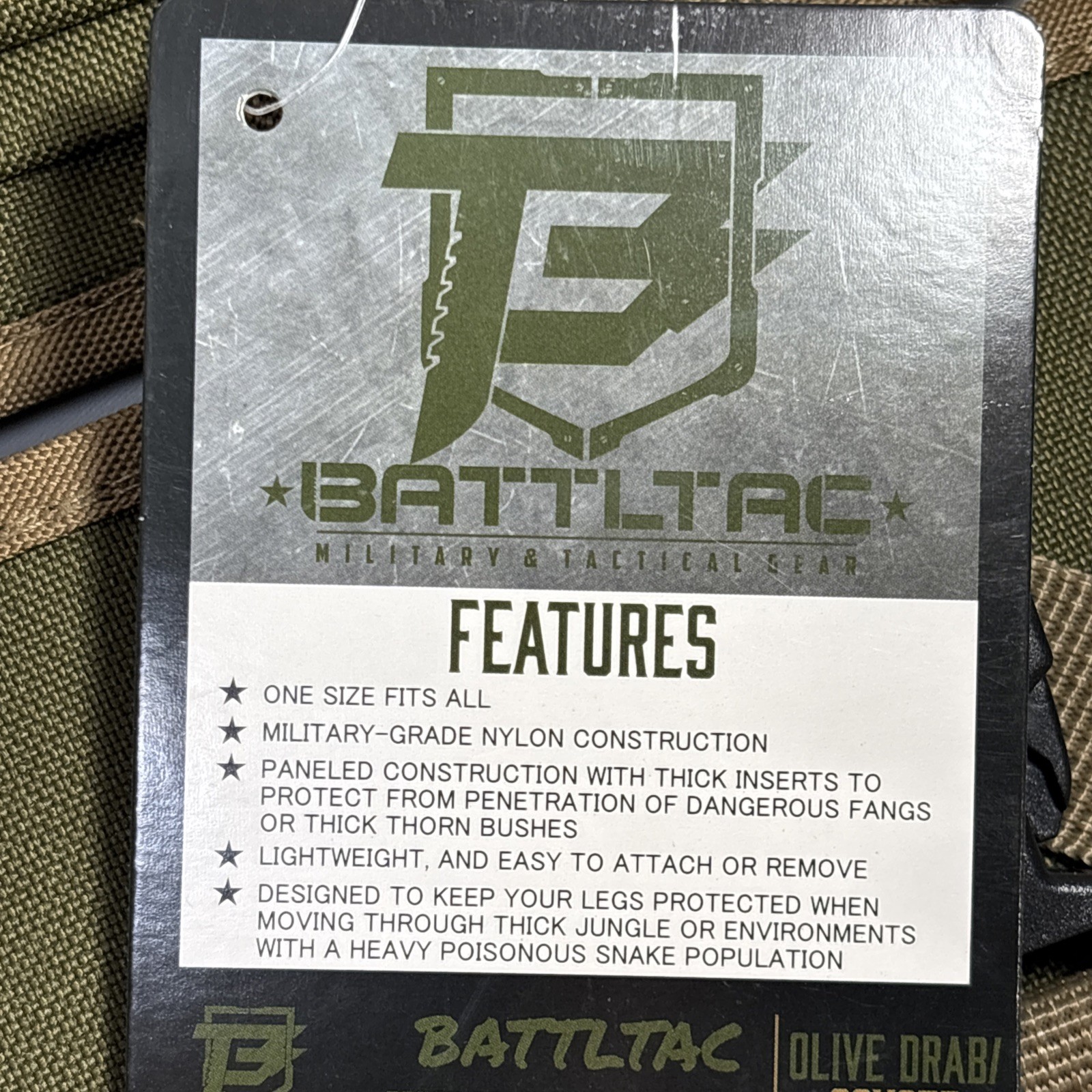 Battltac Snake Gaiters Leg Guards, Adjustable Snake Guards, One size fits all